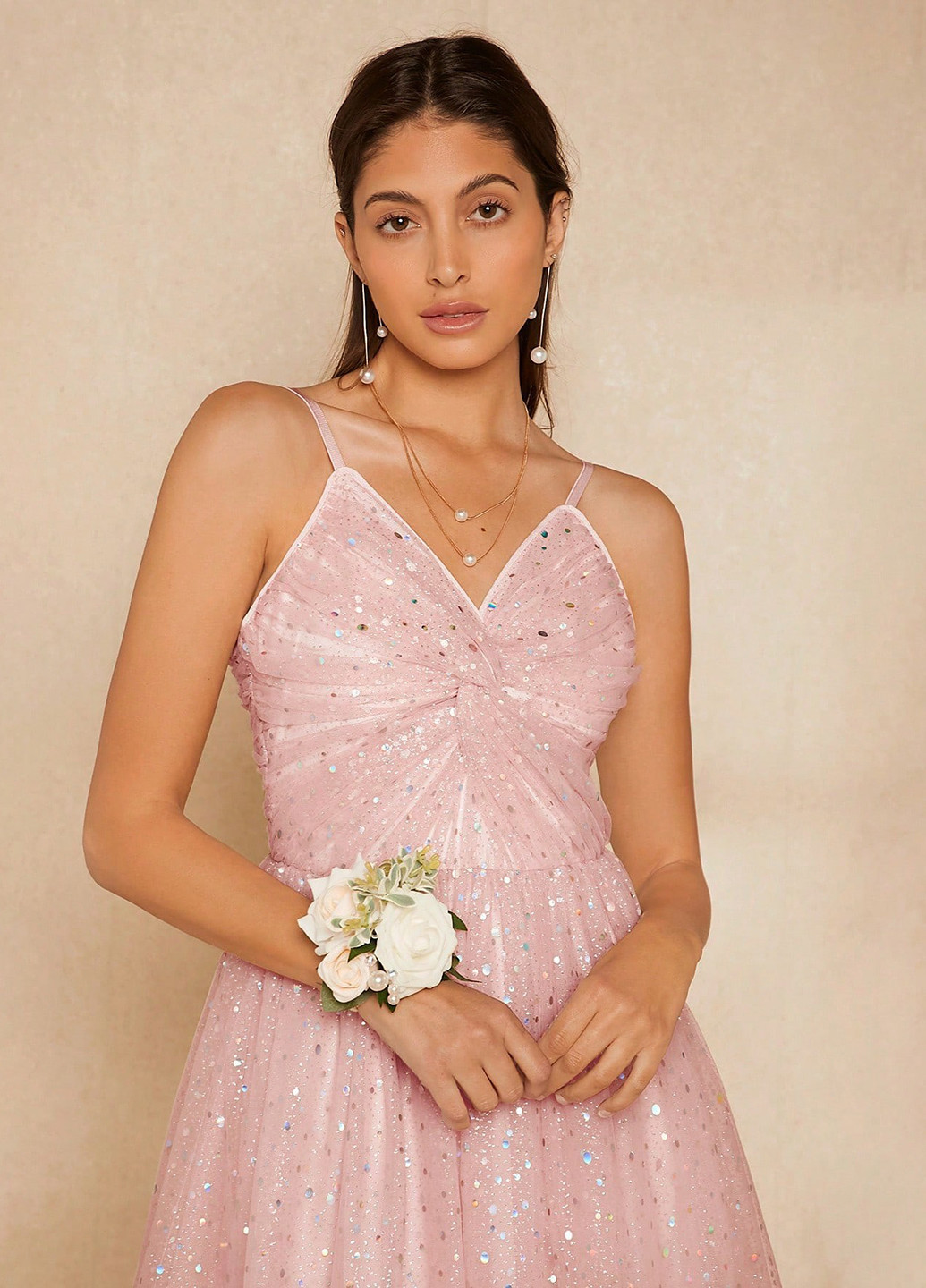 Рожева вечірня сукня з пишною спідницею SHEIN однотонна