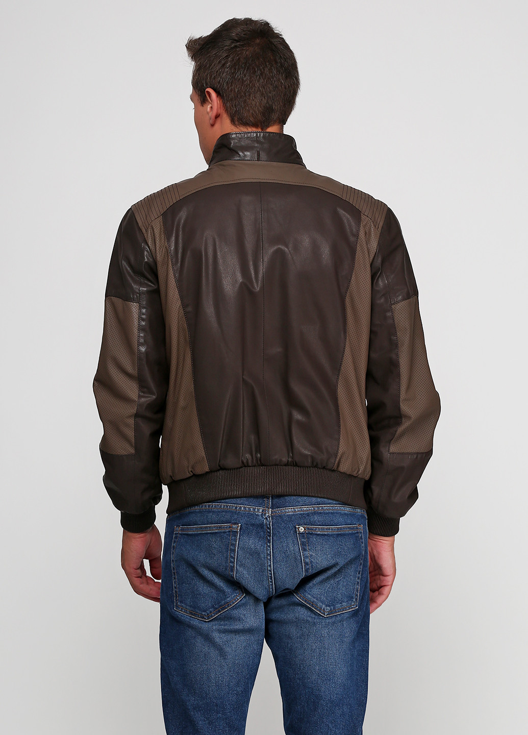 Темно-коричневая демисезонная куртка кожаная Franco Rossetti