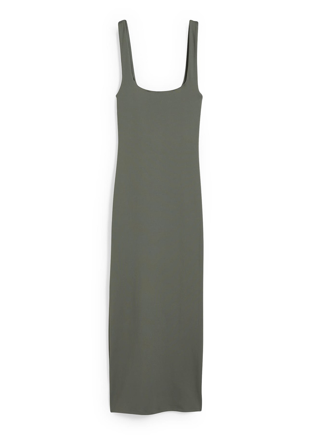 Оливковое (хаки) кэжуал платье силуэтная C&A однотонное