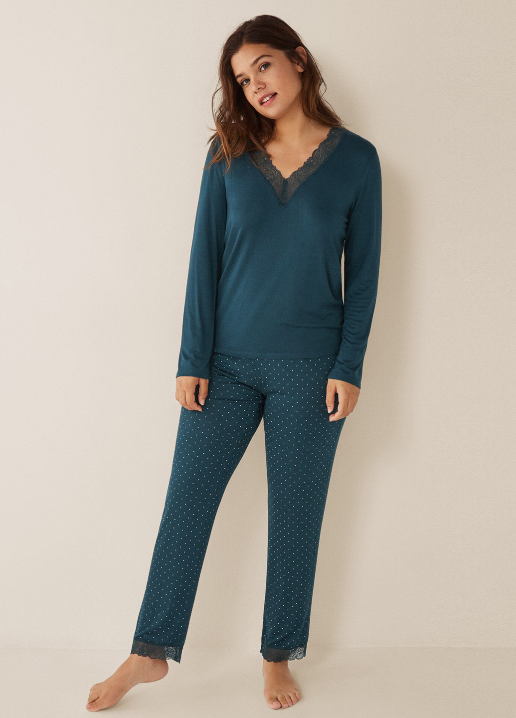 Зеленая всесезон пижама (лонгслив, брюки) Women'secret