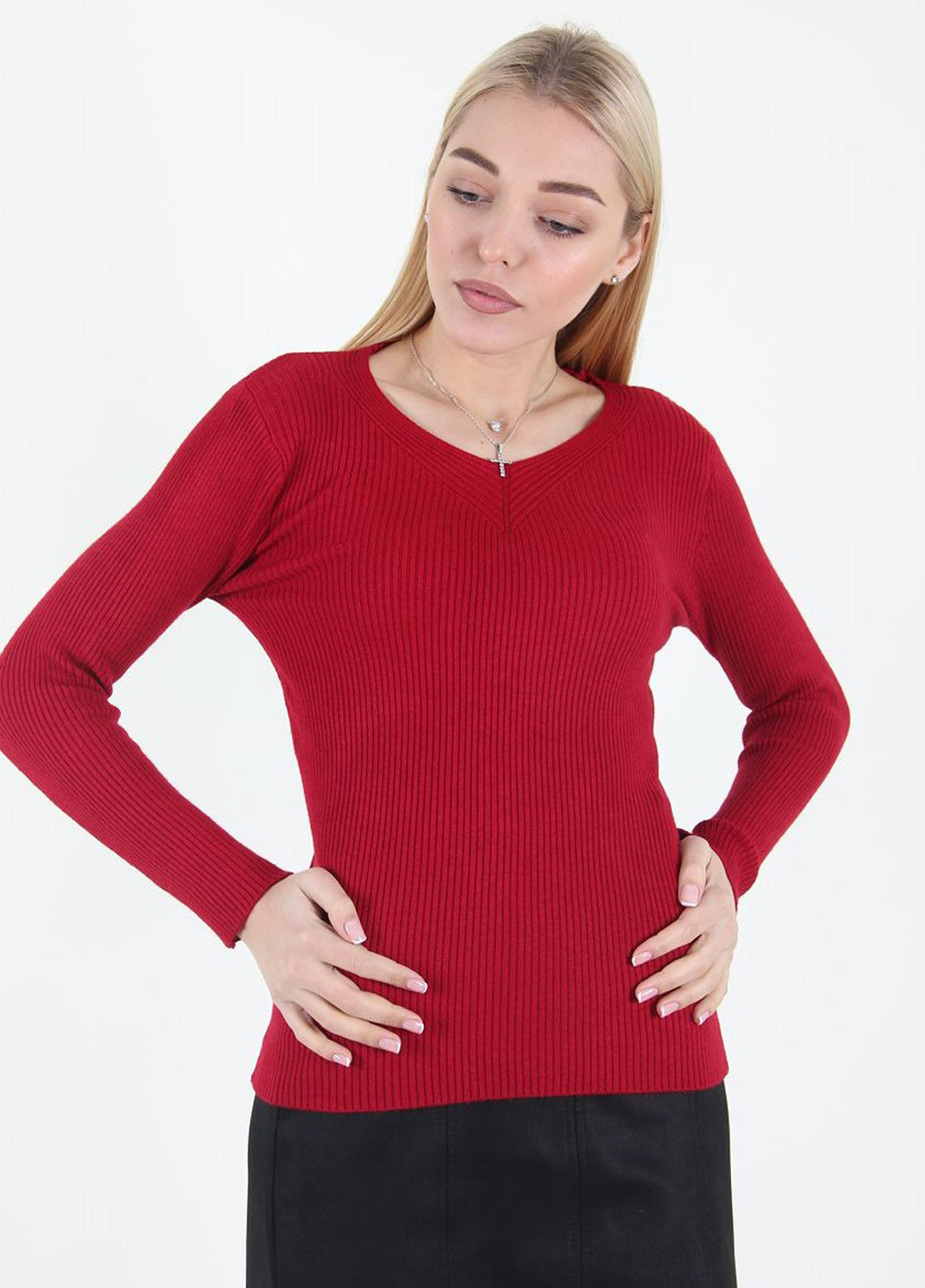 Світло-бордовий демісезонний пуловер пуловер Ladies Fasfion