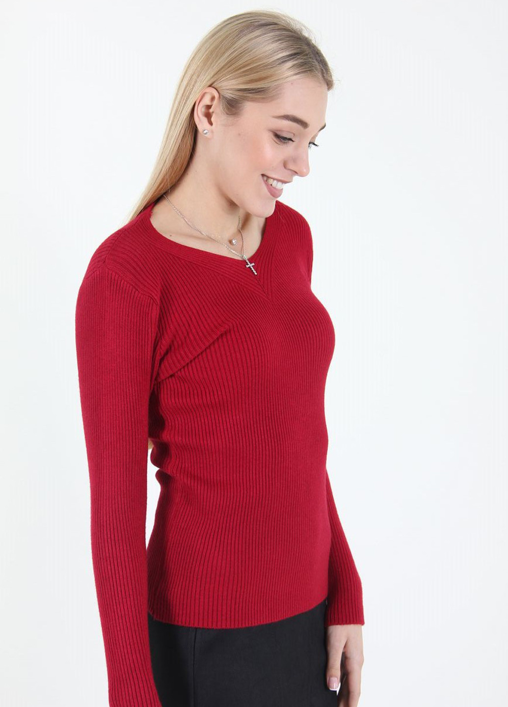 Світло-бордовий демісезонний пуловер пуловер Ladies Fasfion