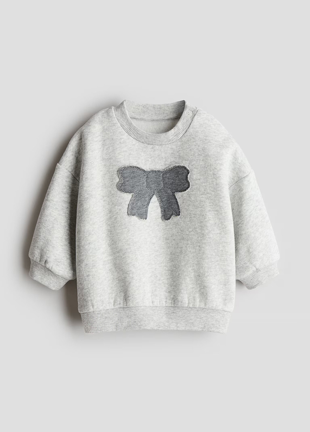 H&M свитшот меланж светло-серый кэжуал хлопок, трикотаж с начесом