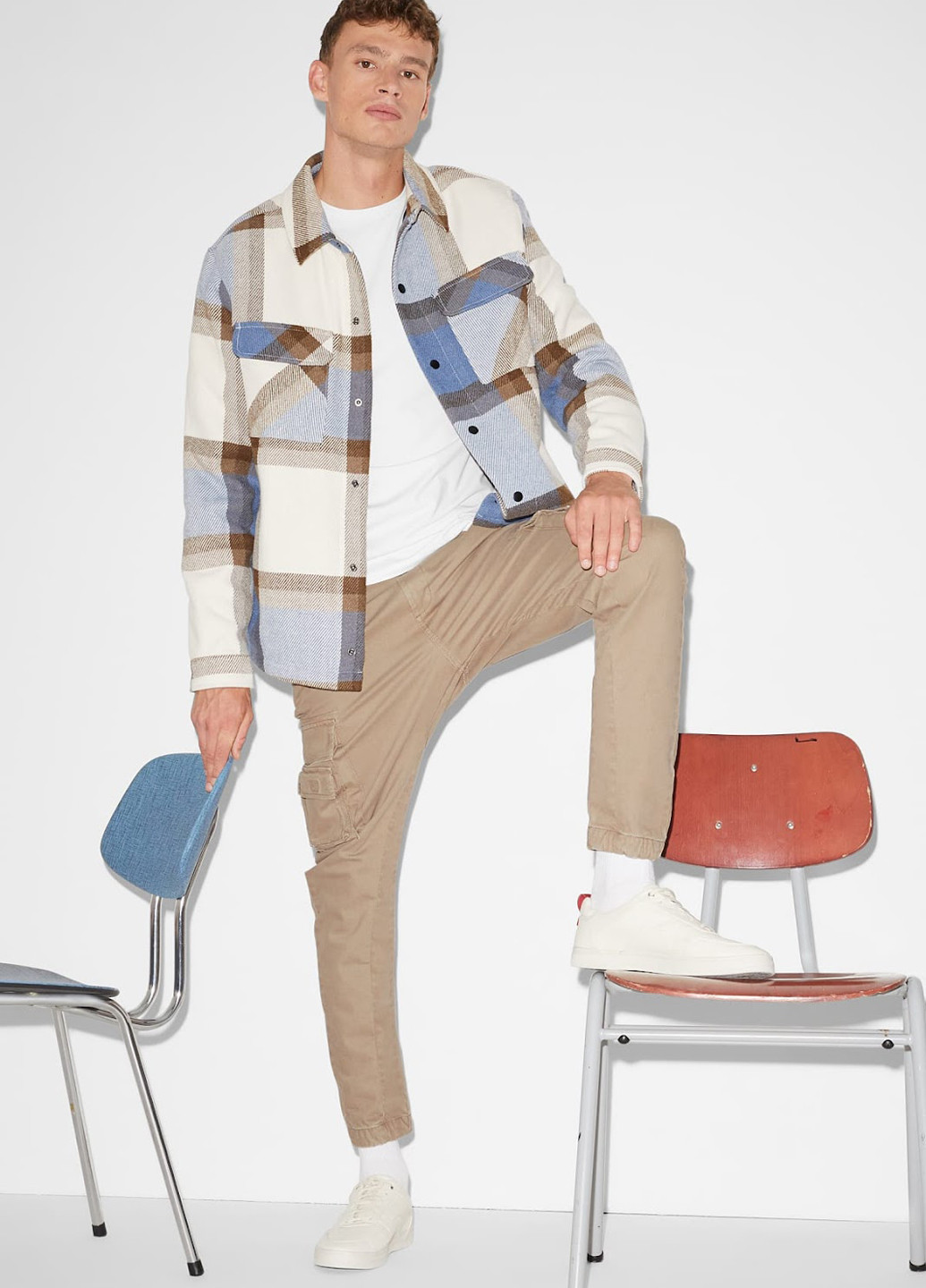 Бежевые кэжуал демисезонные карго брюки C&A