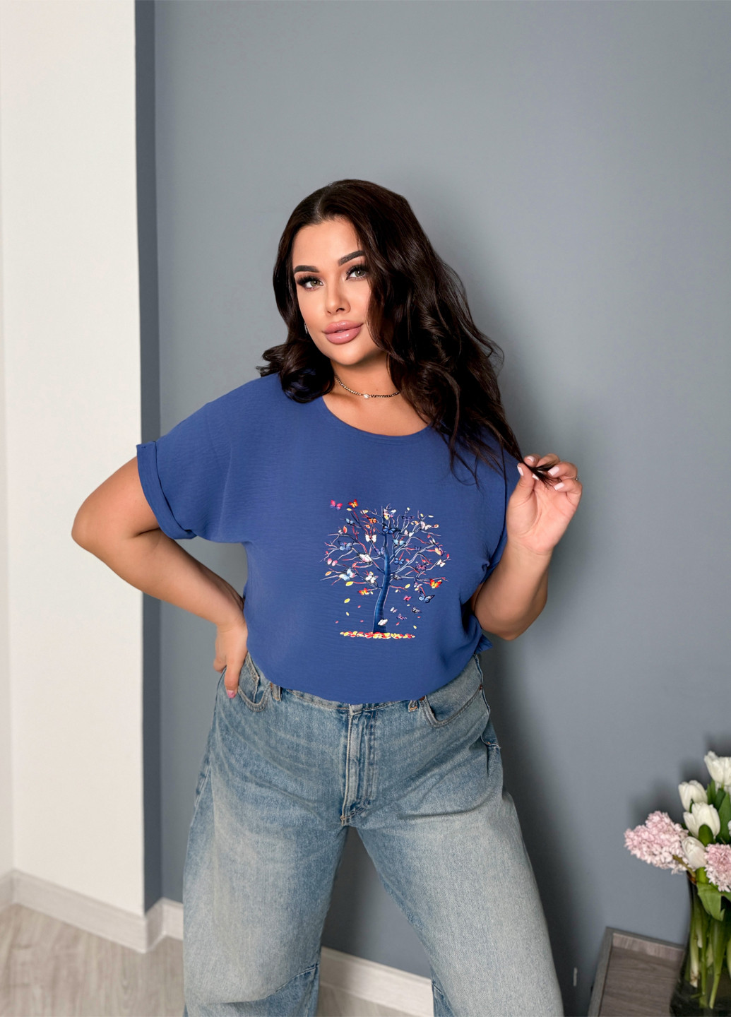 Светло-синяя блуза Demma