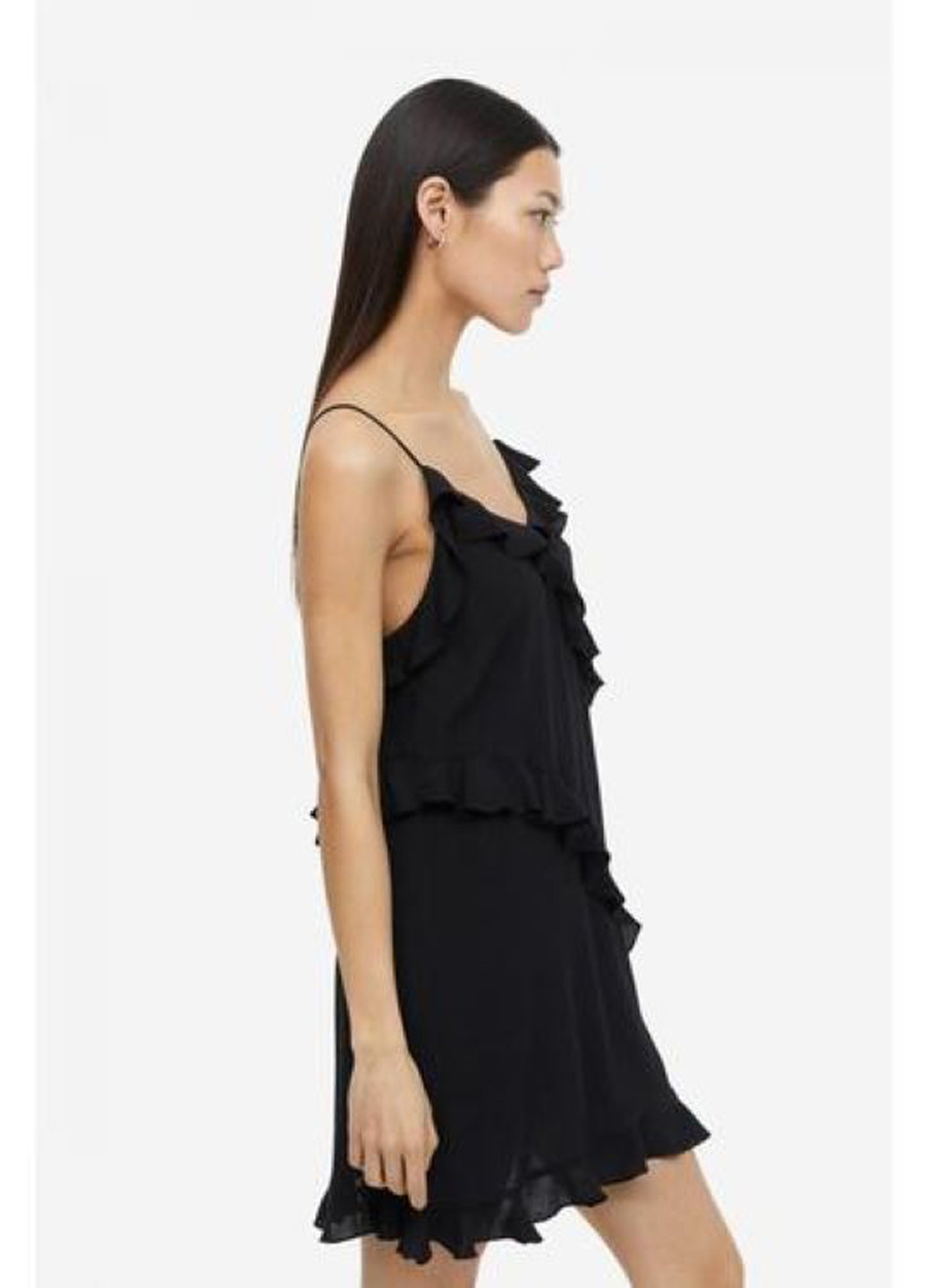 Черное коктейльное, кэжуал платье платье-комбинация H&M однотонное