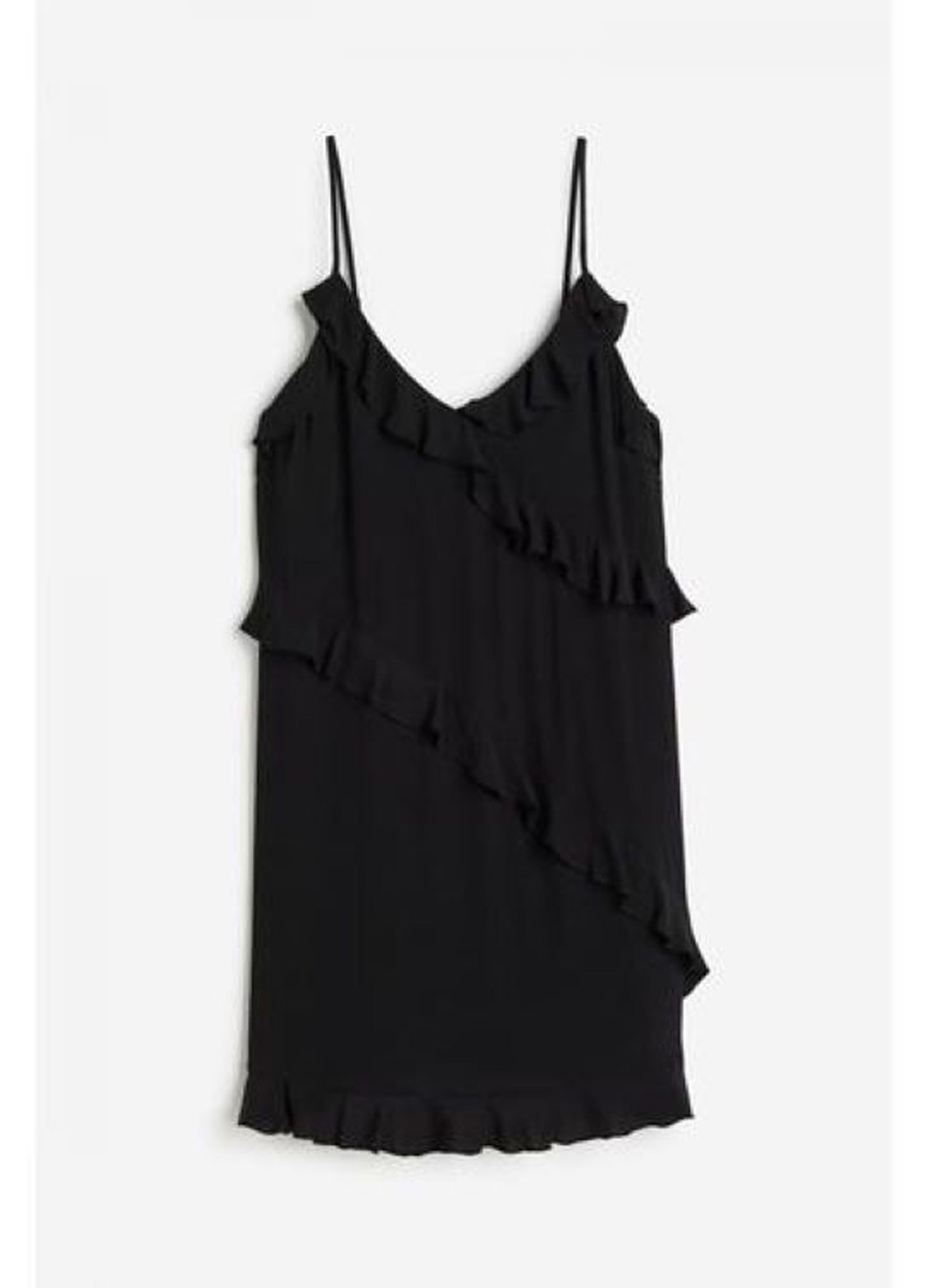 Черное коктейльное, кэжуал платье платье-комбинация H&M однотонное