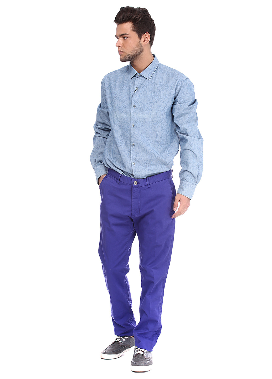 Сиреневые кэжуал демисезонные со средней талией брюки Massimo Dutti
