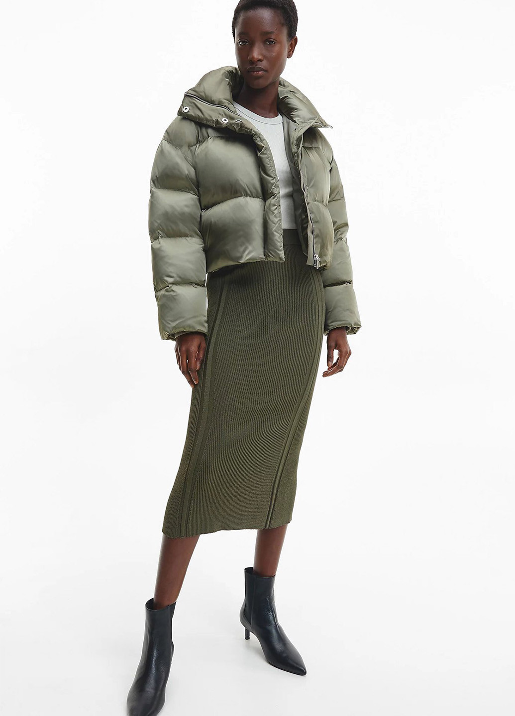 Зеленая кэжуал однотонная юбка Calvin Klein