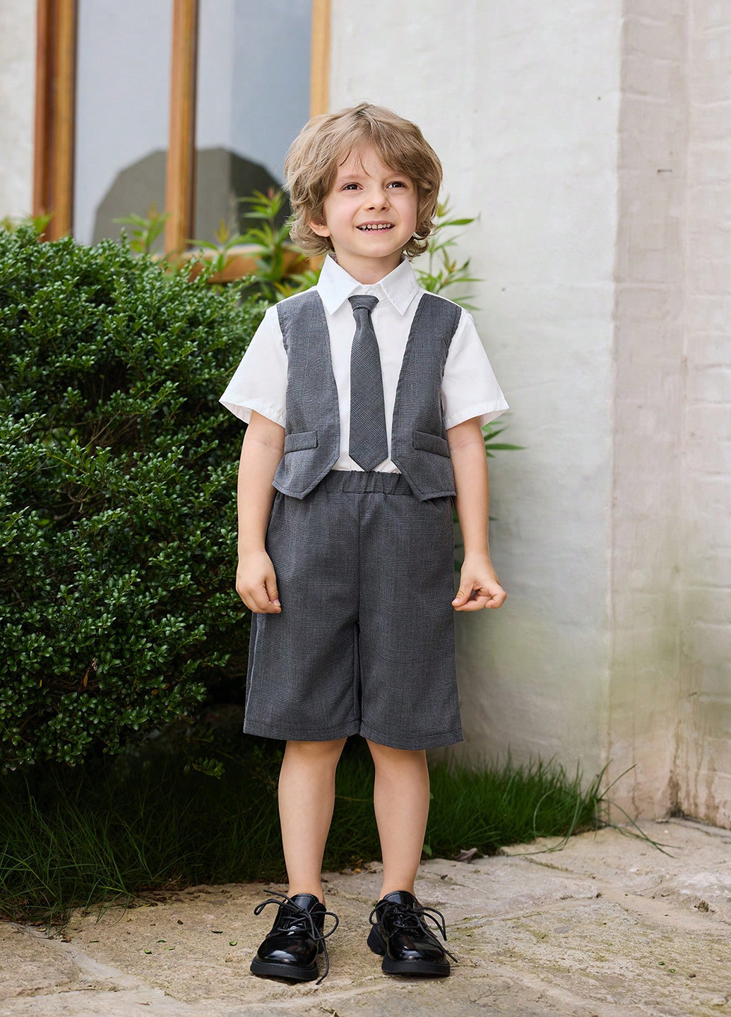 Комбинированный летний костюм (рубашка, шорты) с шортами, с рубашкой SHEIN