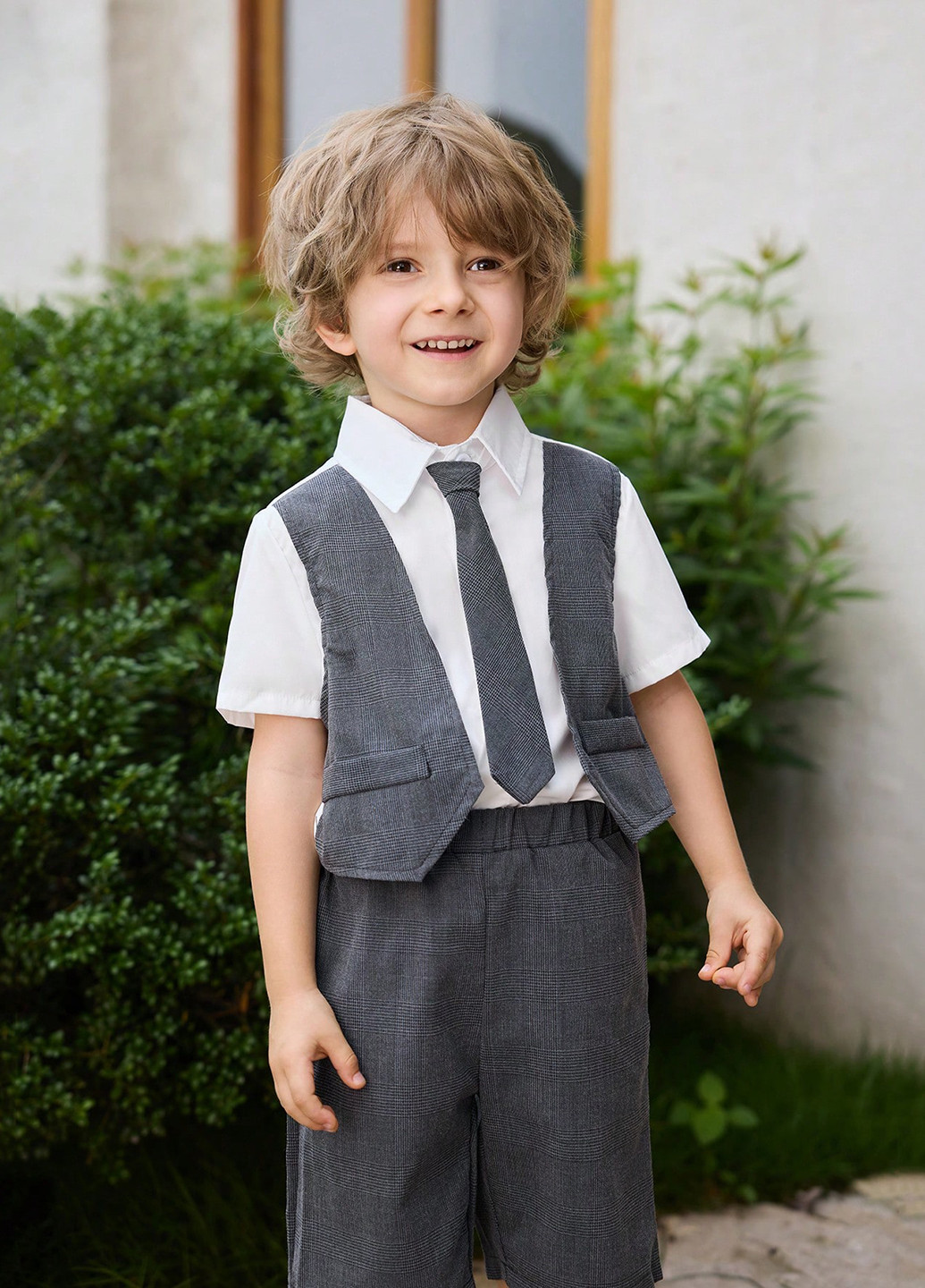 Комбинированный летний костюм (рубашка, шорты) с шортами, с рубашкой SHEIN