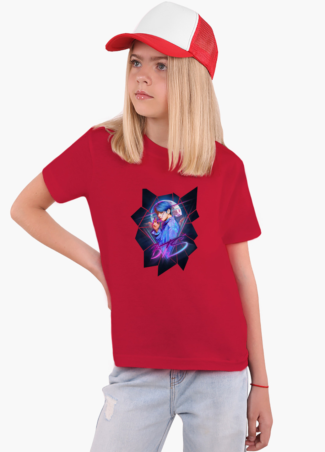 Красная демисезонная футболка детская бтс (bts)(9224-1067) MobiPrint