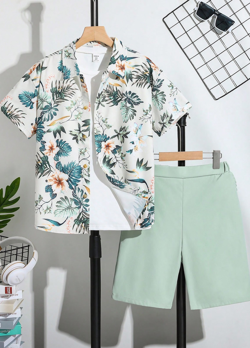 Комбінований літній комплект (сорочка, шорти) SHEIN