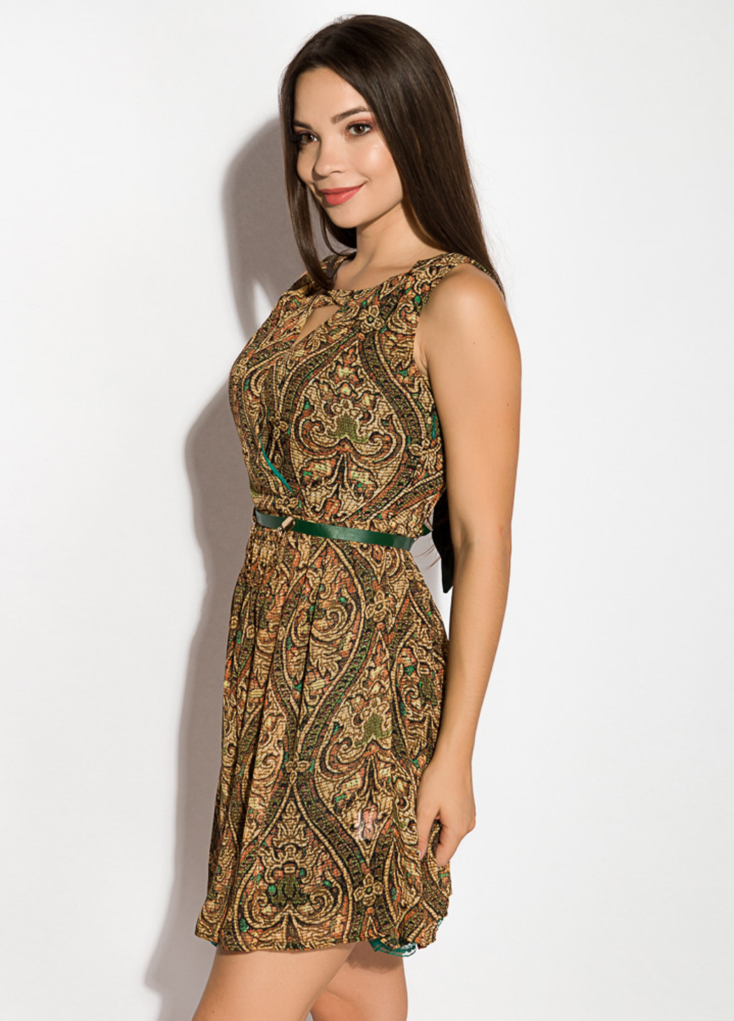 Комбинированное кэжуал платье клеш Time of Style с орнаментом