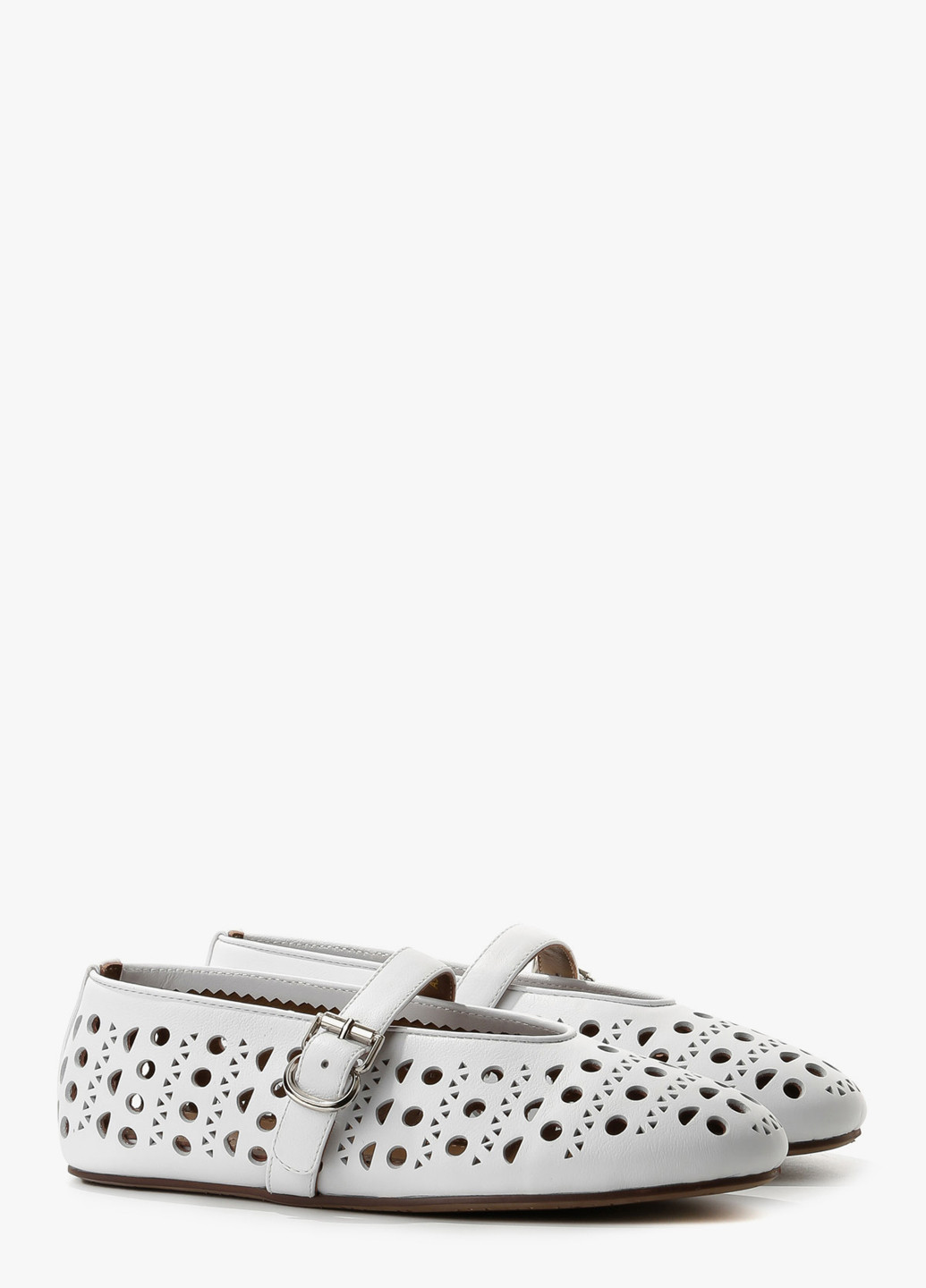 Жіночі балетки Le'BERDES | білі однотонні перфорація натуральна шкіра (322646291)