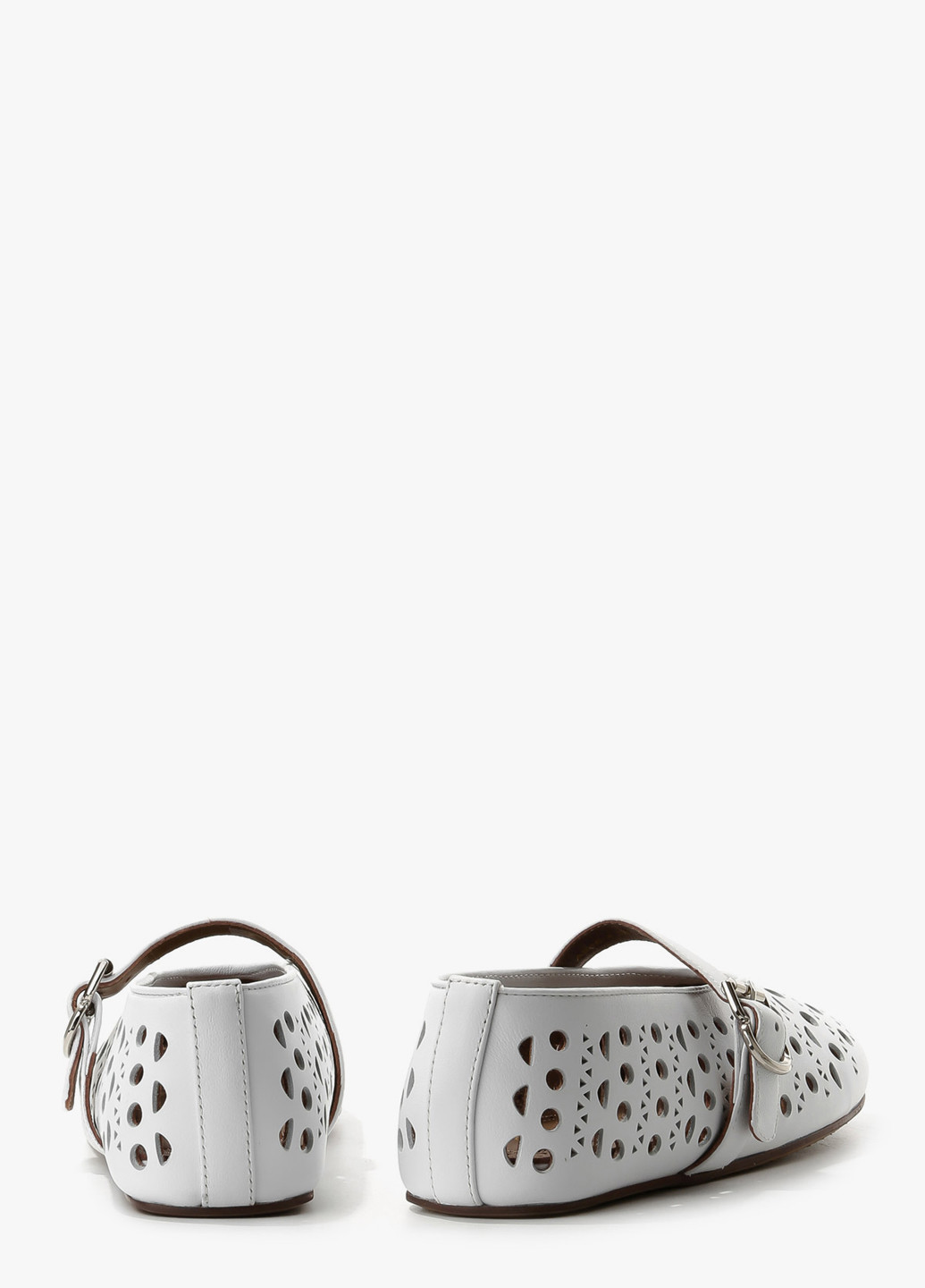 Жіночі балетки Le'BERDES | білі однотонні перфорація натуральна шкіра (322646291)