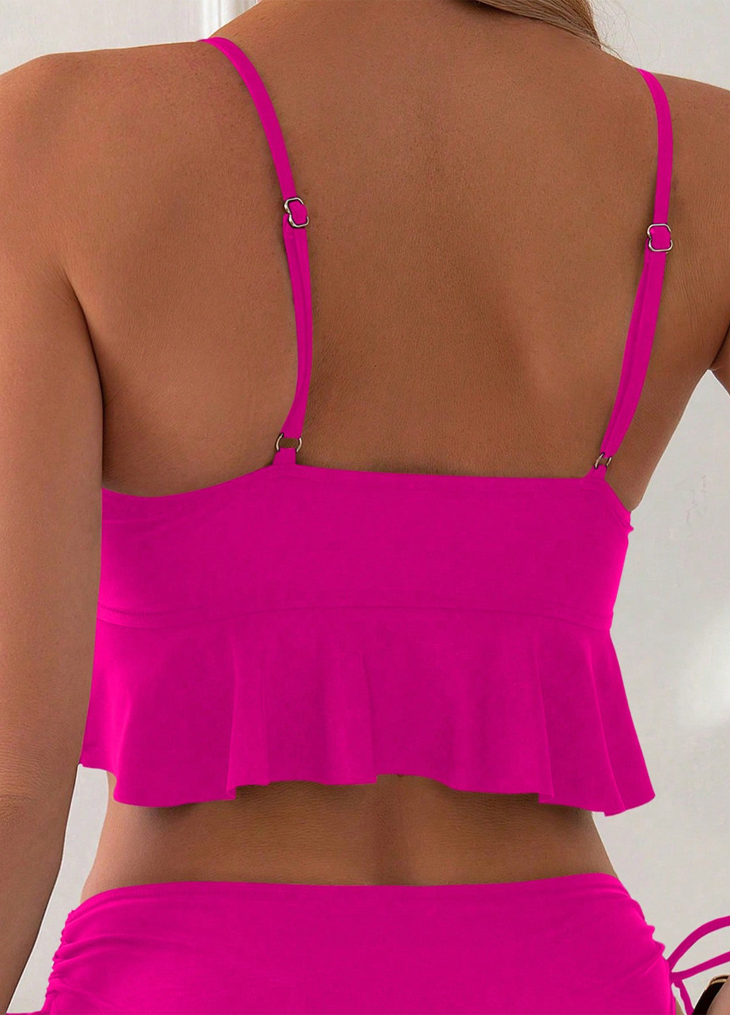 Фуксиновый летний купальник (топ, трусики) раздельный SHEIN