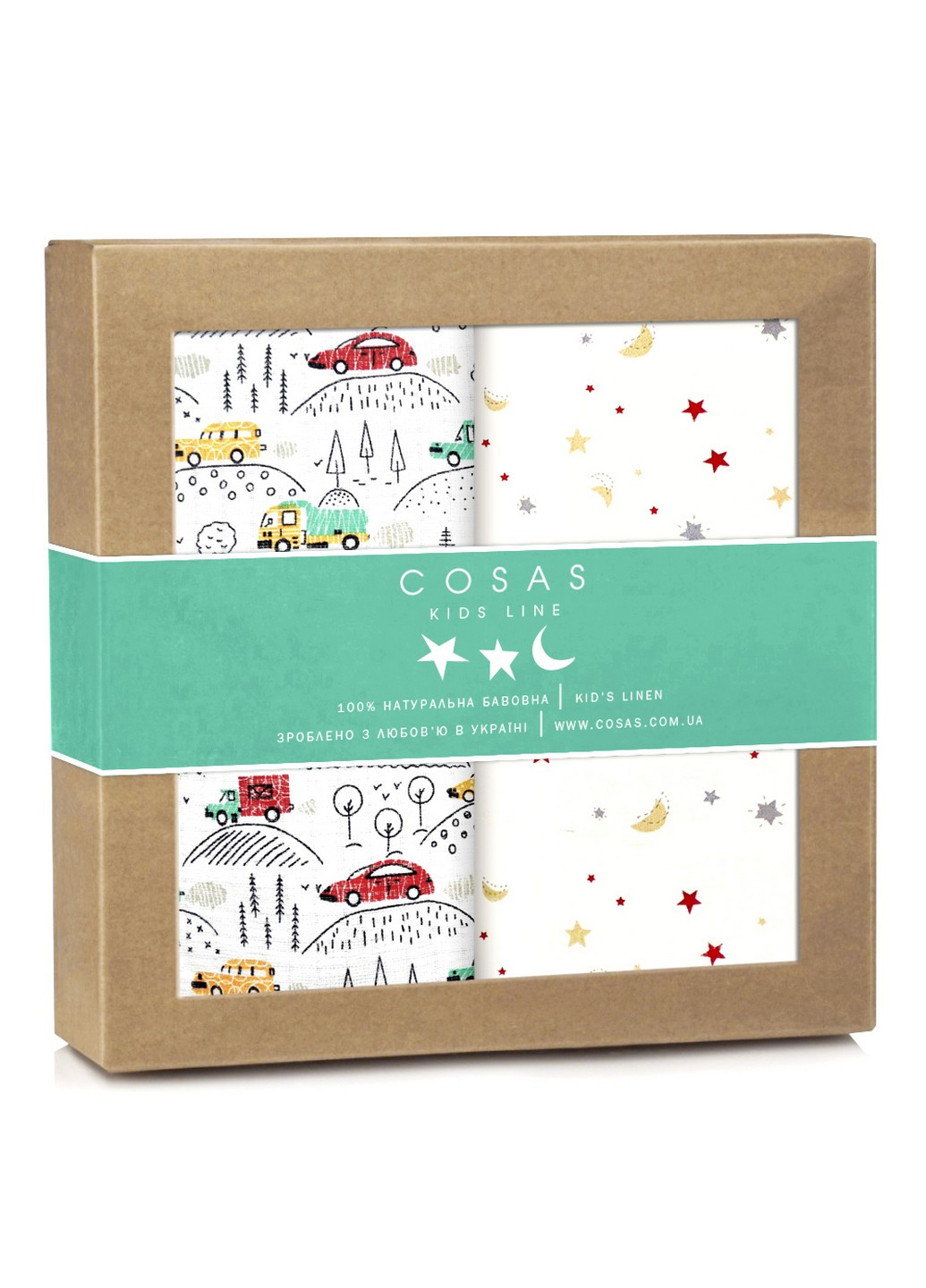 Набір пелюшок бязь CARS FOREST MOON STARS (2 шт) Cosas (250498751)