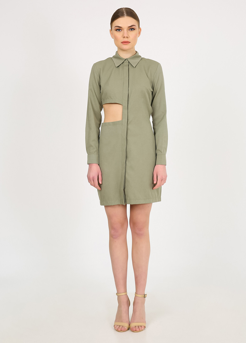 Оливкова (хакі) кежуал сукня сукня-сорочка Vicolo однотонна