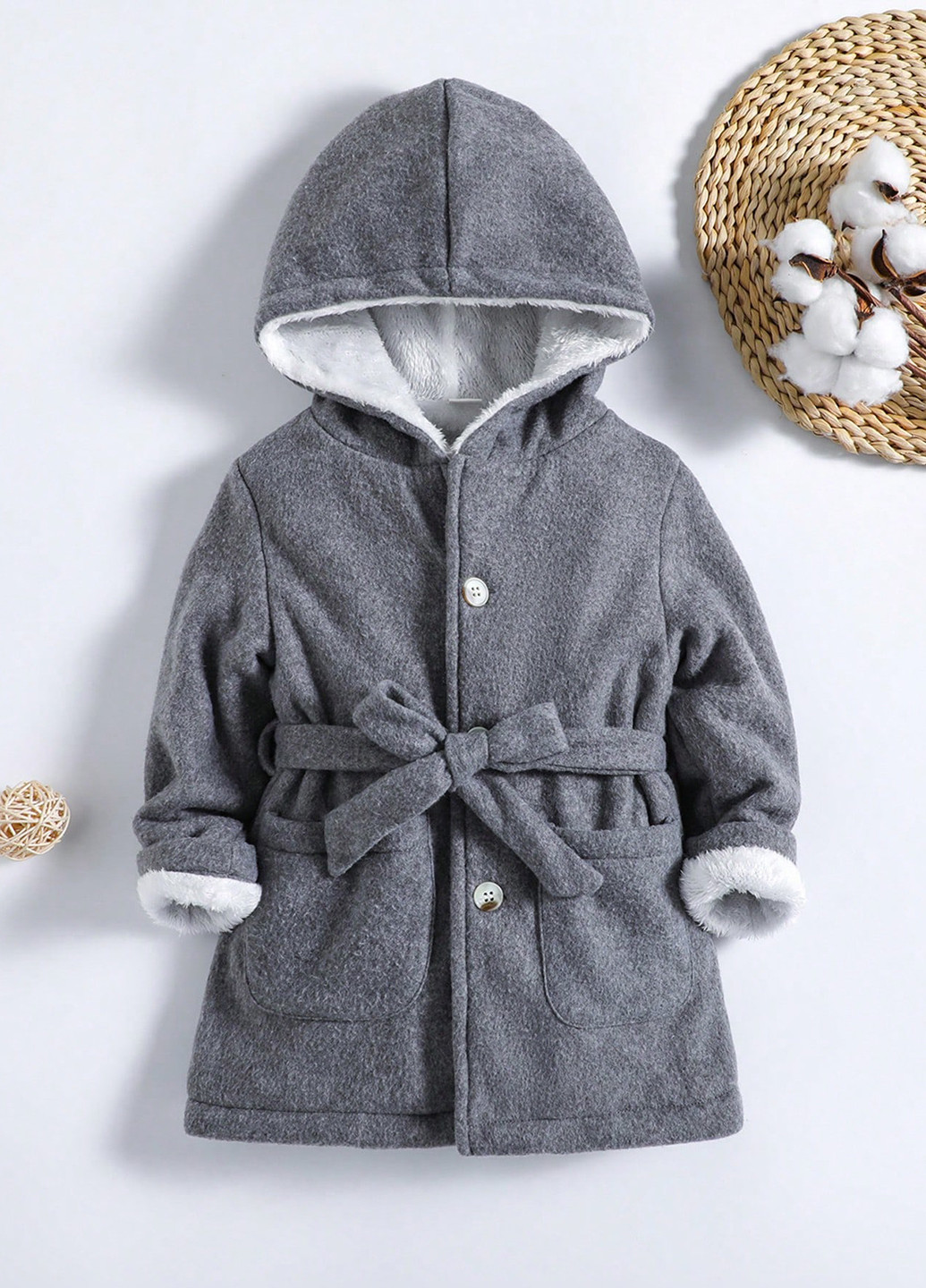 Сірне демісезонне Пальто пальто-сорочка SHEIN