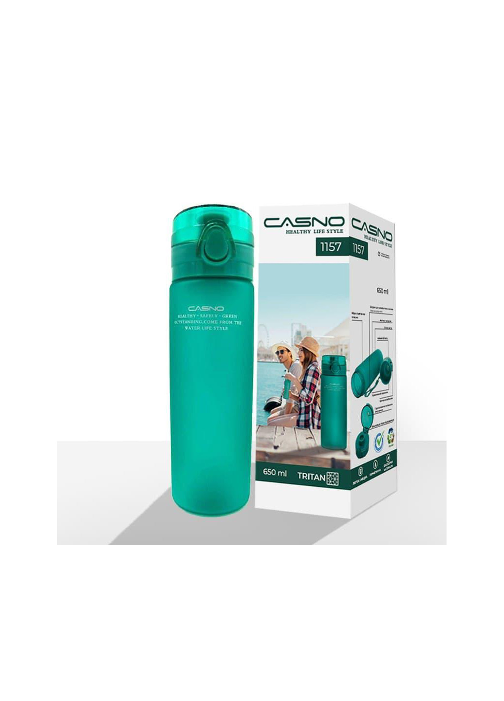 Спортивная бутылка для воды 650 мл Casno зелёная