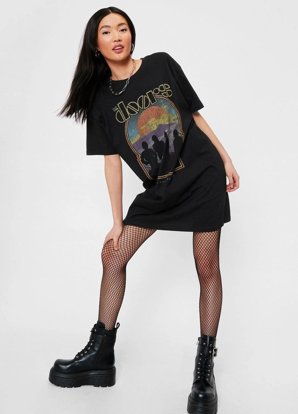 Черное кэжуал платье платье-футболка Nasty Gal с рисунком