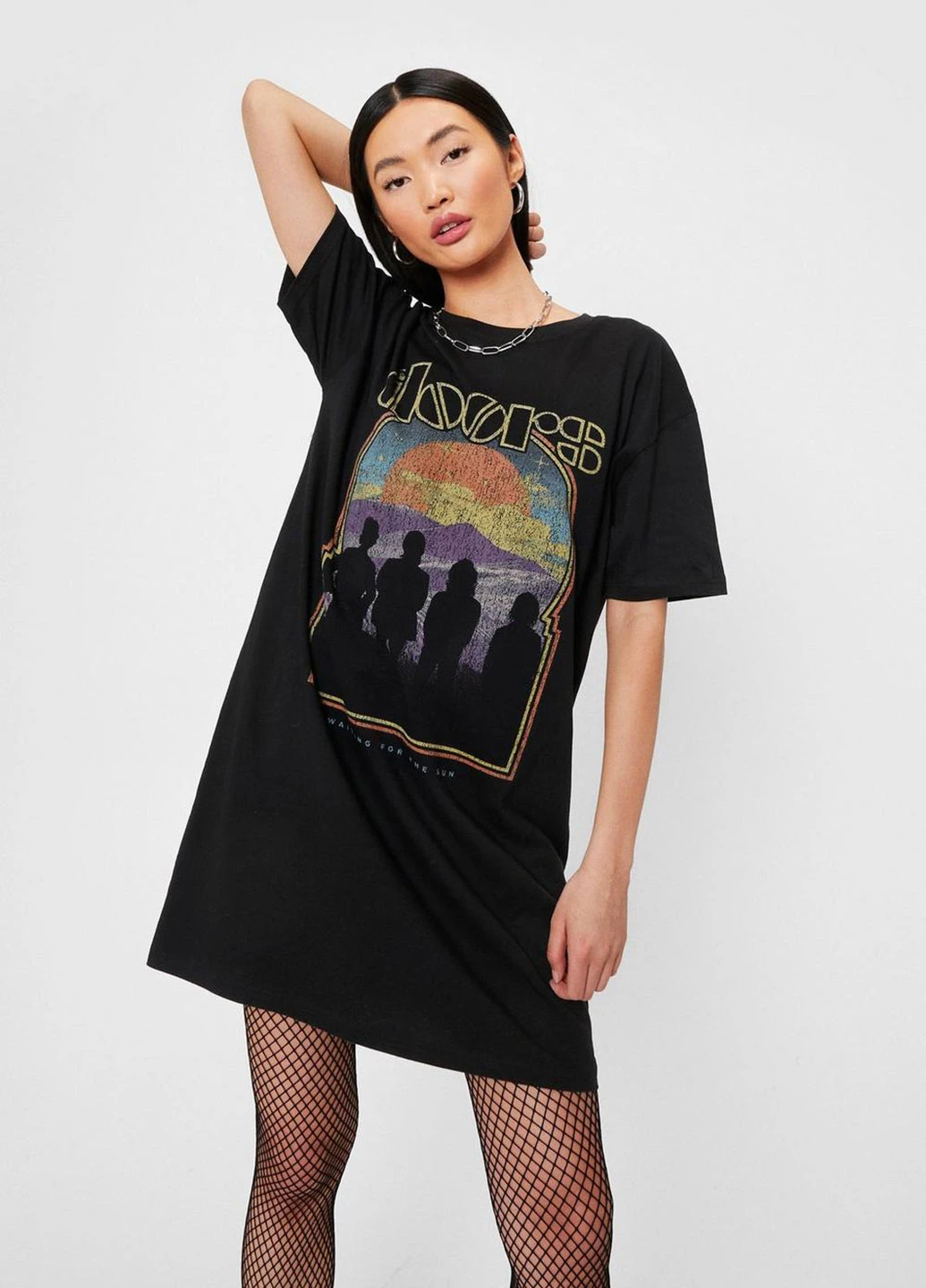 Черное кэжуал платье платье-футболка Nasty Gal с рисунком