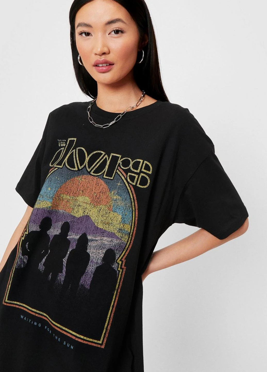 Черное кэжуал платье платье-футболка Nasty Gal с рисунком