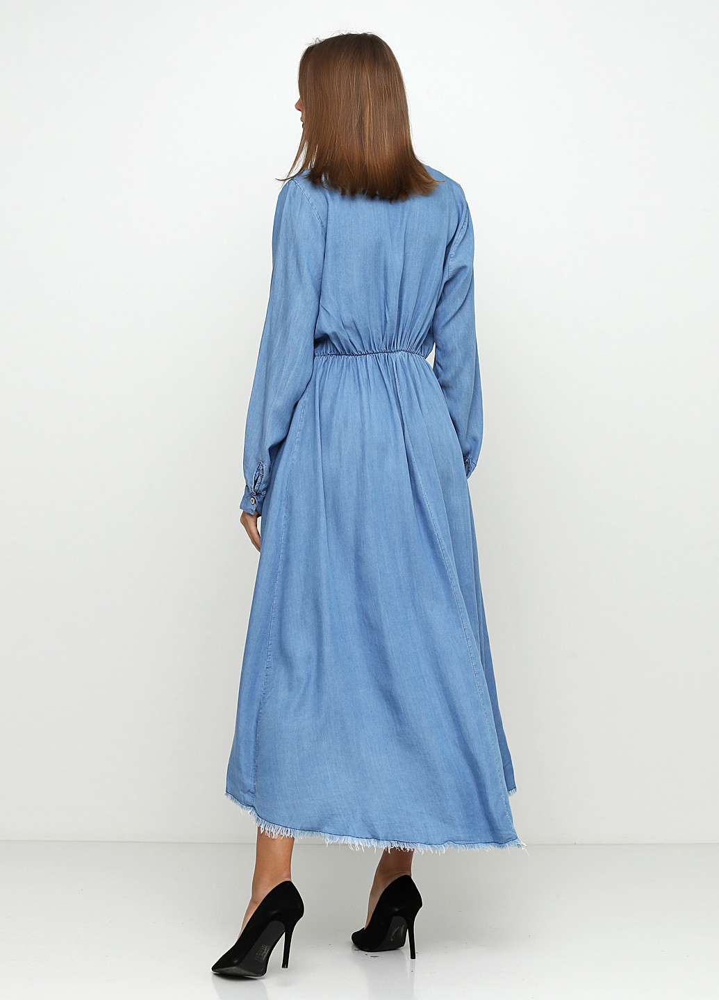 Голубое кэжуал платье клеш New Collection однотонное