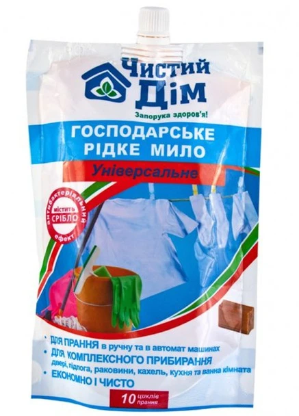 Засіб миючий "Чистий Дім" Універсальне «Господарське рідке мило» 500 мл дой-пак No Brand (247619523)