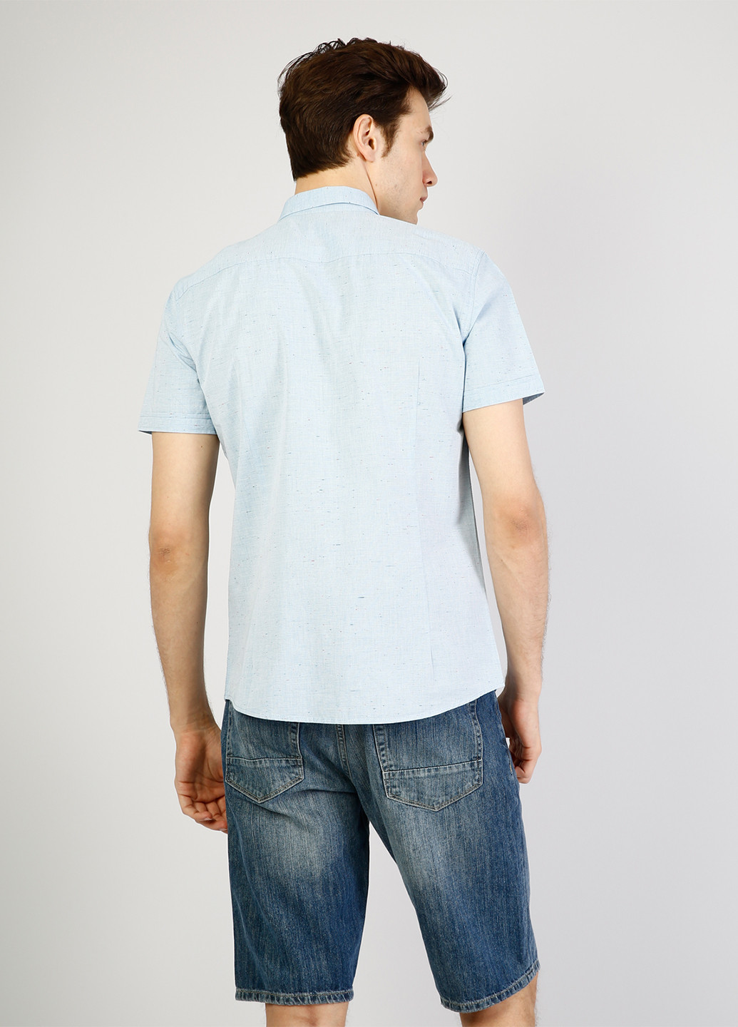 Голубой кэжуал рубашка однотонная Colin's с коротким рукавом
