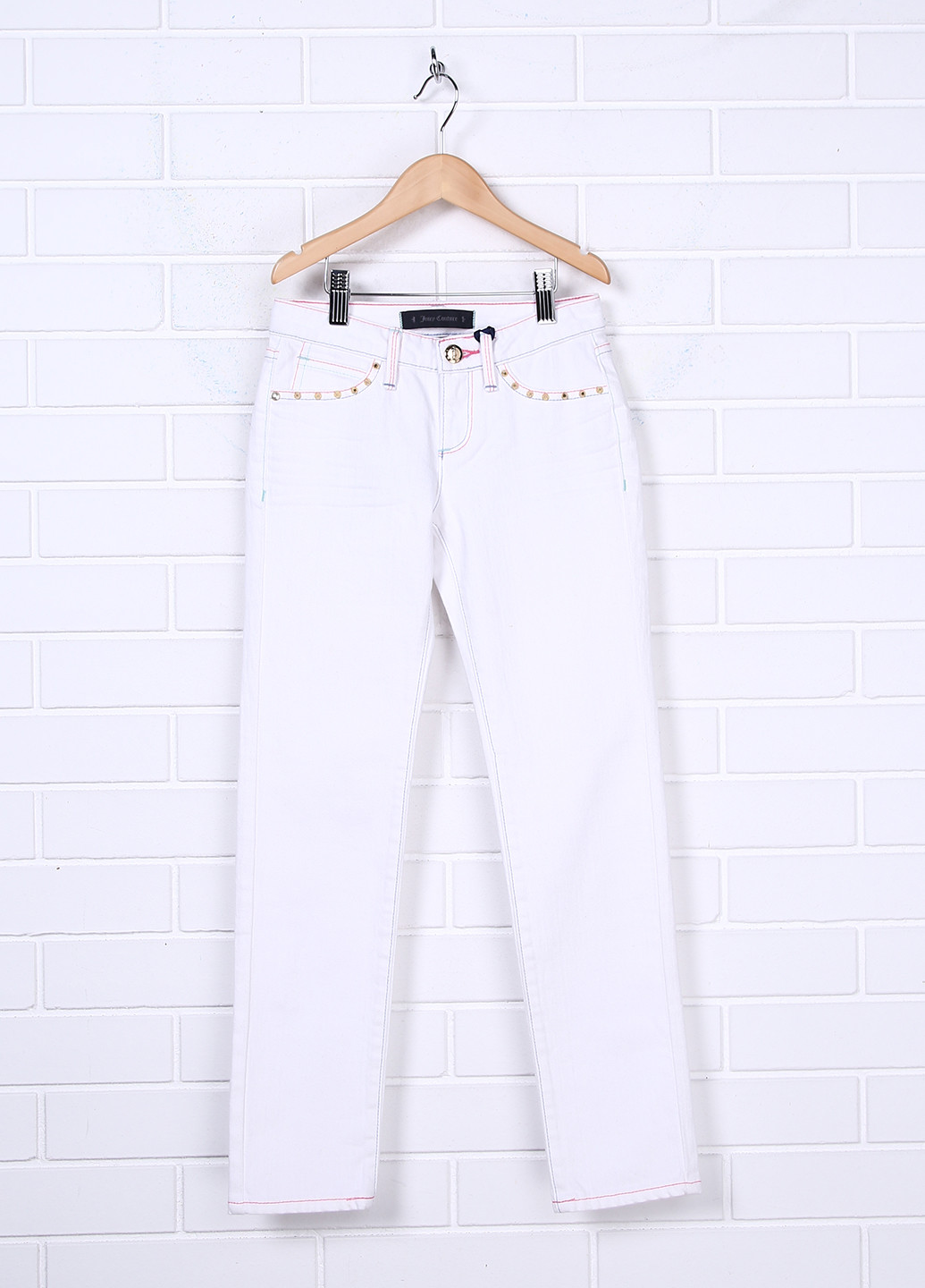Белые демисезонные зауженные джинсы Juicy Couture