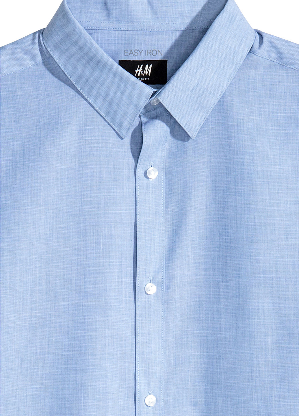 Сорочка H&M однотонна блакитна ділова поліестер