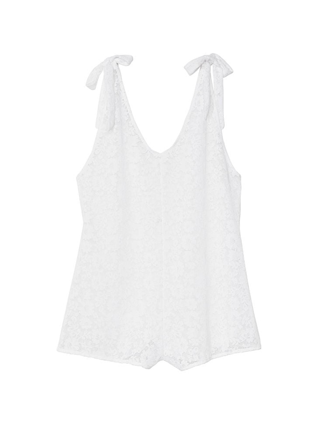 Комбінезон Victoria's Secret комбінезон-шорти однотонний білий пляжний мереживо, поліамід