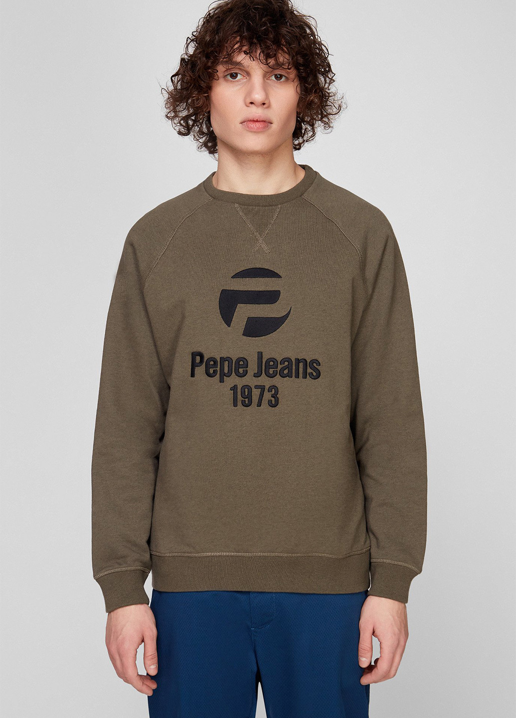 Хакі світшот Pepe Jeans логотип вишивка (260947555)