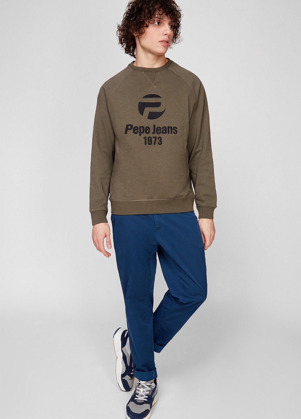 Хакі світшот Pepe Jeans логотип вишивка (260947555)