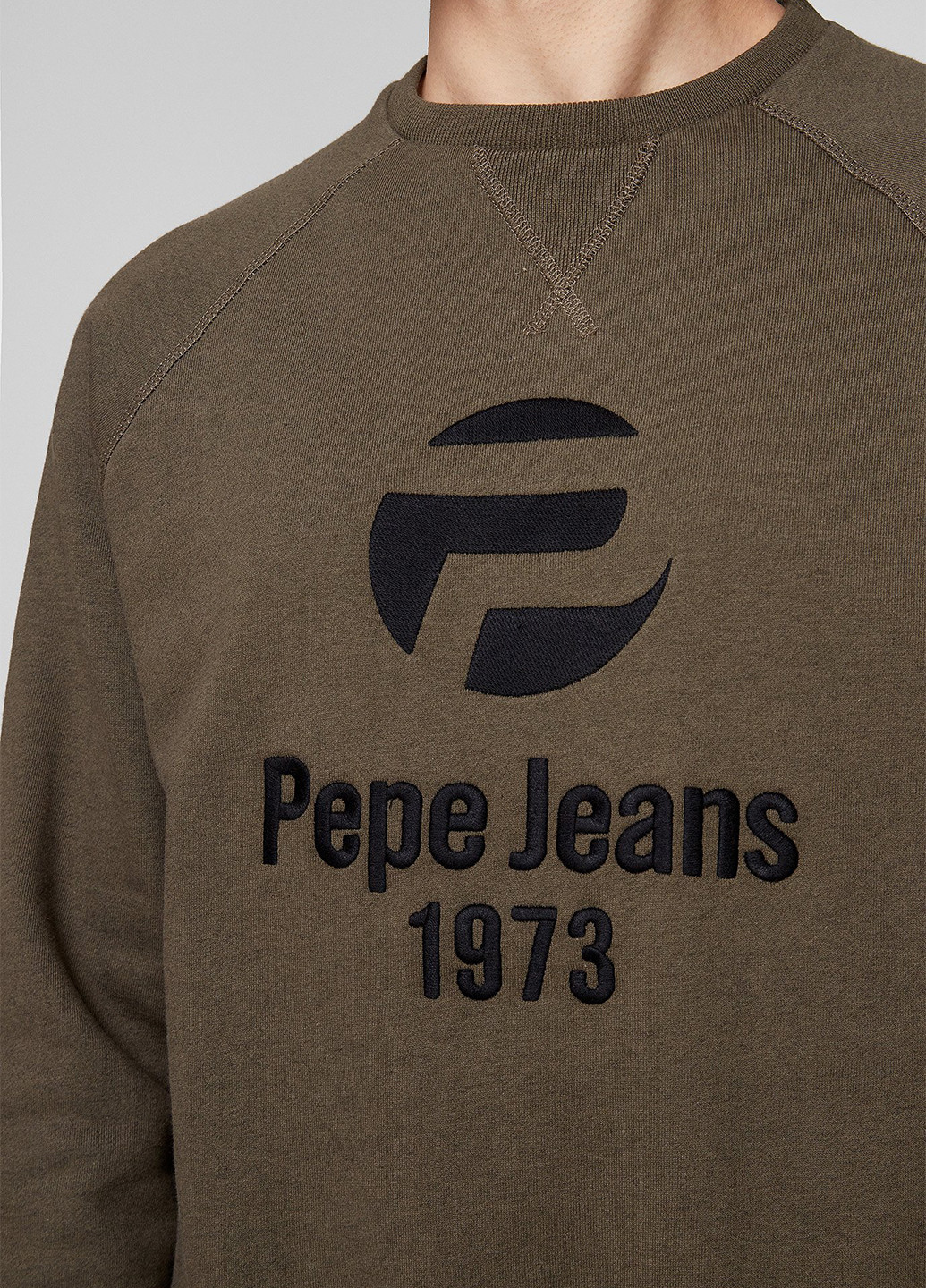 Хакі світшот Pepe Jeans логотип вишивка (260947555)