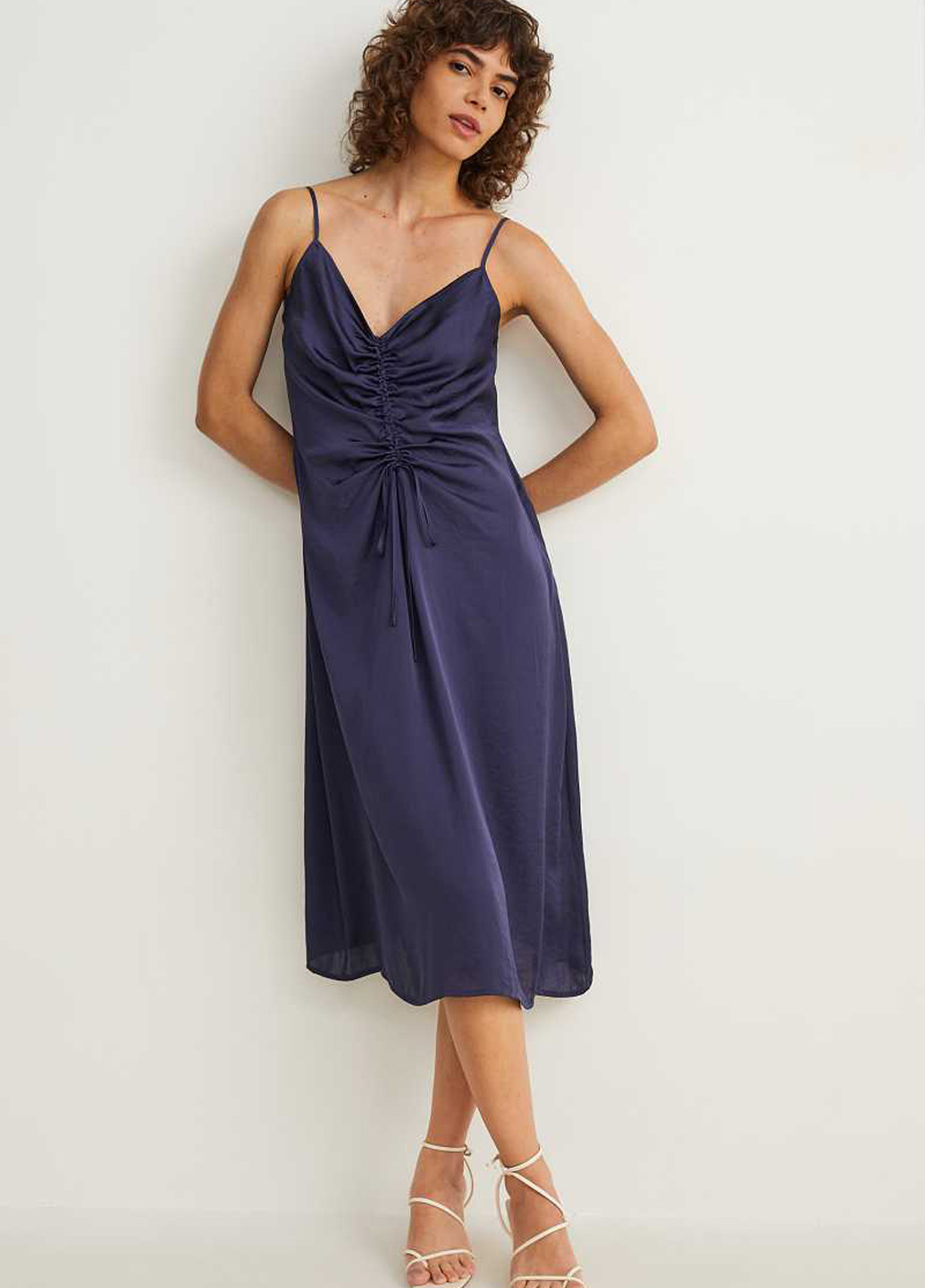 Темно-синее кэжуал платье платье-комбинация C&A однотонное