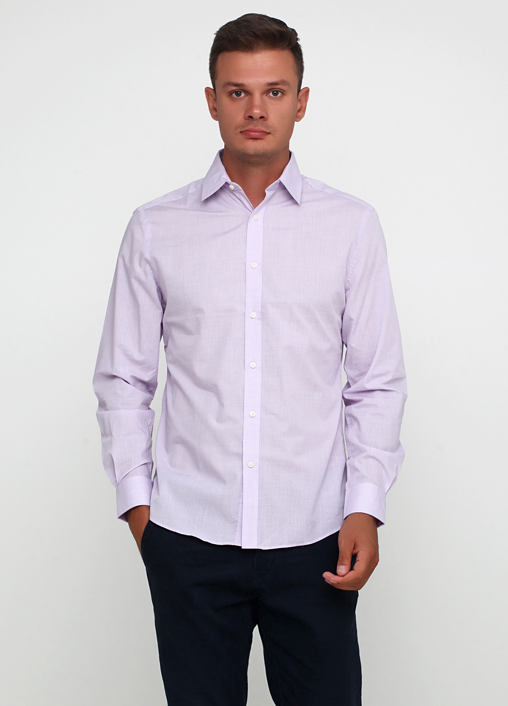 Светло-фиолетовая классическая рубашка в клетку THE TAILORING CLUB