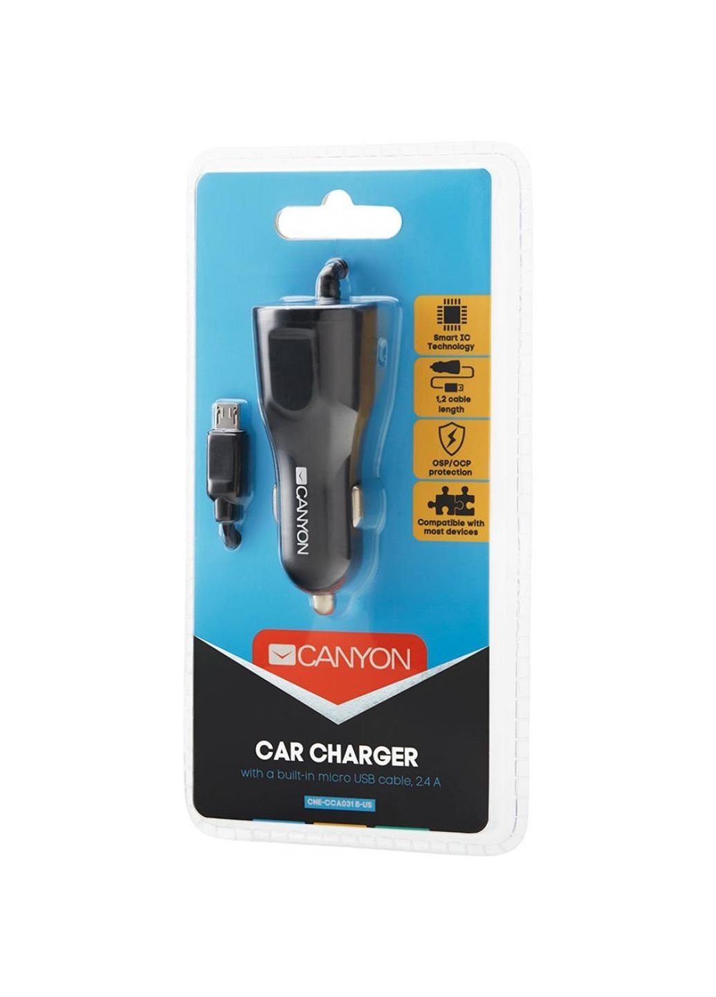 Зарядное устройство (CNE-CCA033B) Canyon 1xUSB car adapter (253507467)
