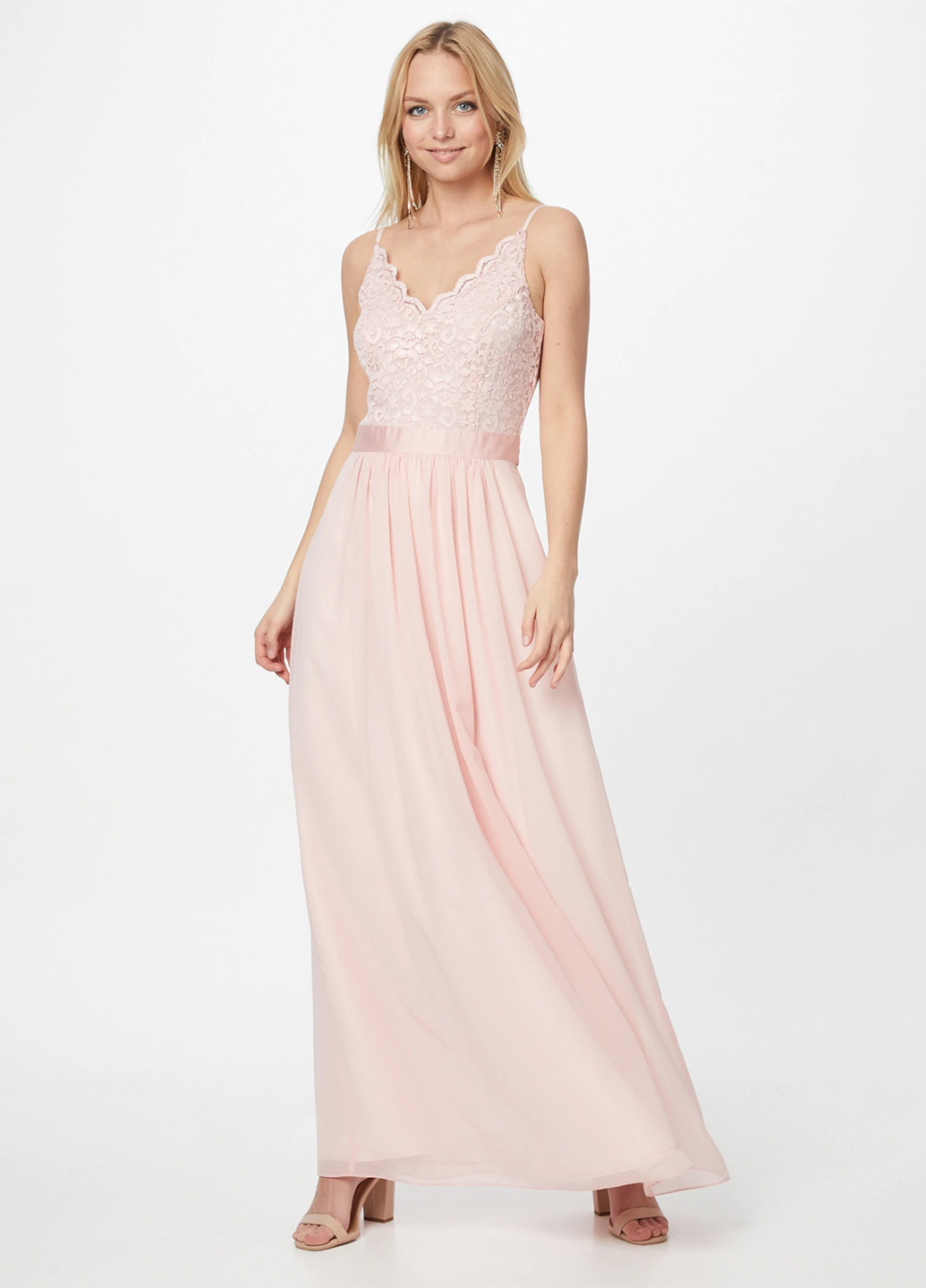 Светло-розовое вечернее платье клеш Swing однотонное