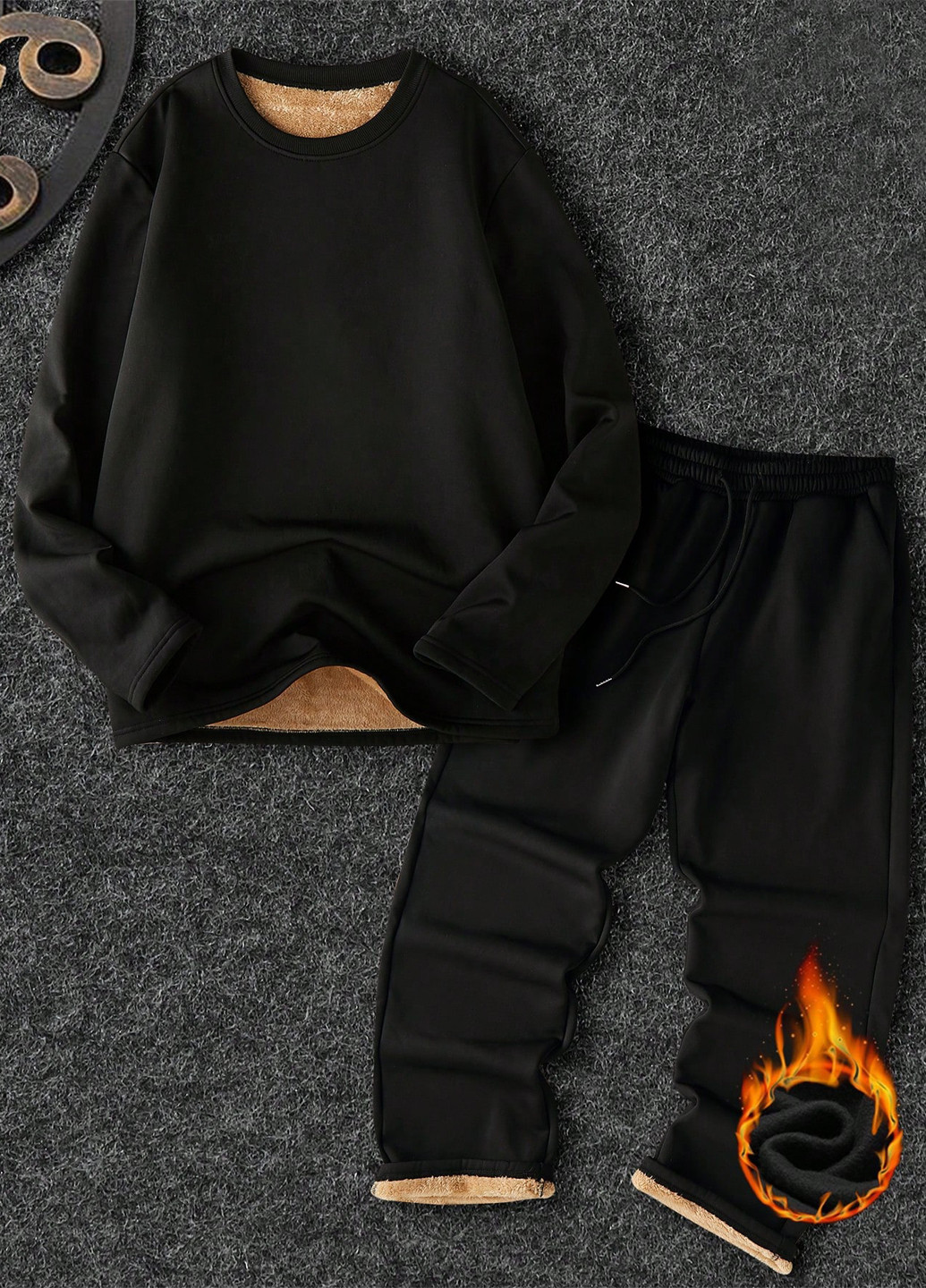 Чорний демісезонний костюм (толстовка, штани) брючний SHEIN