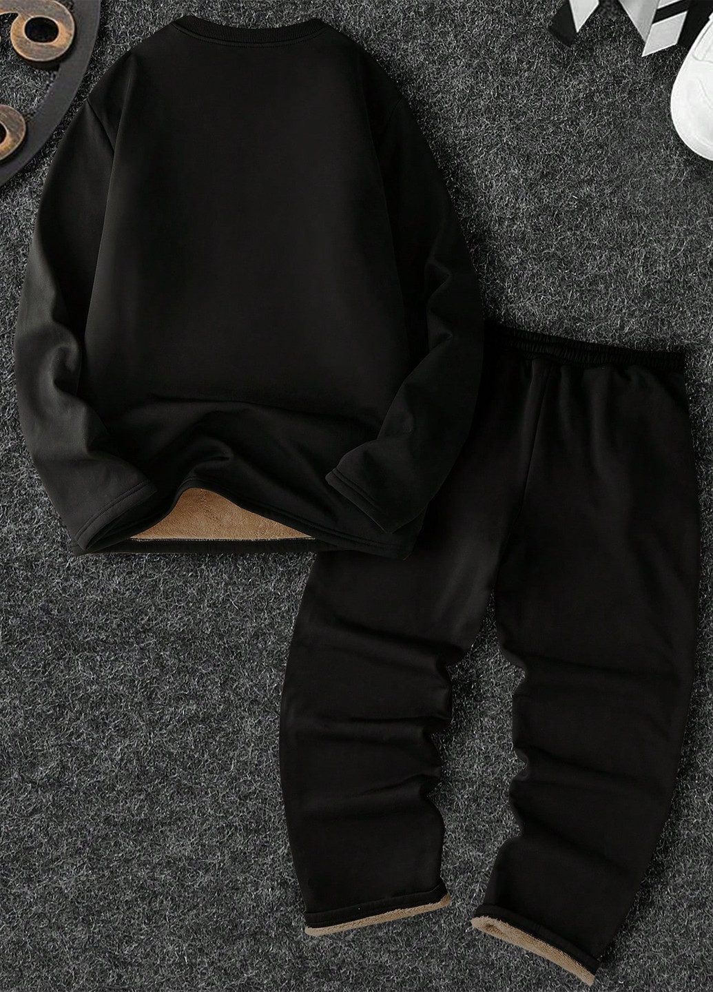 Чорний демісезонний костюм (толстовка, штани) брючний SHEIN