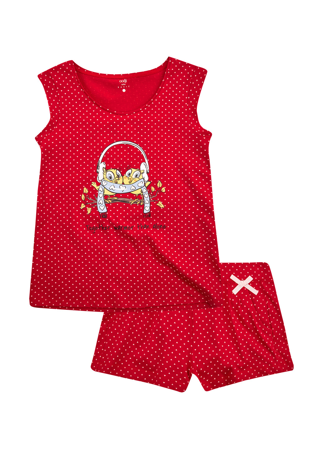 Красная всесезон пижама (майка, шорты) Oodji