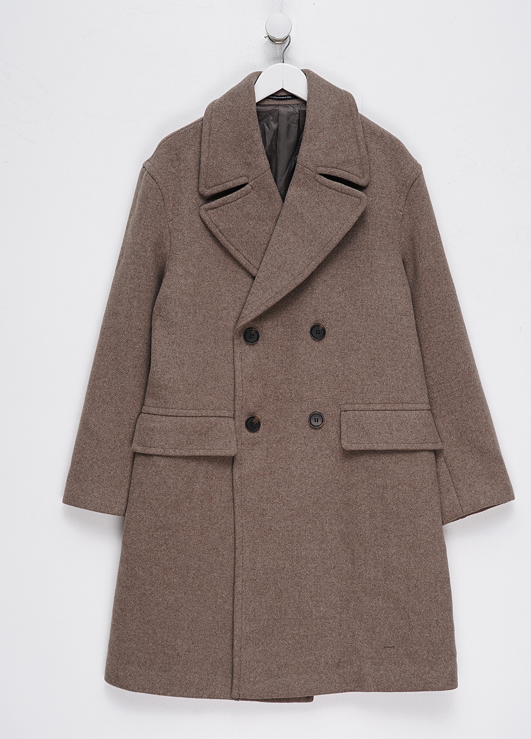 Сіро-коричневе демісезонне Пальто двобортне H&M