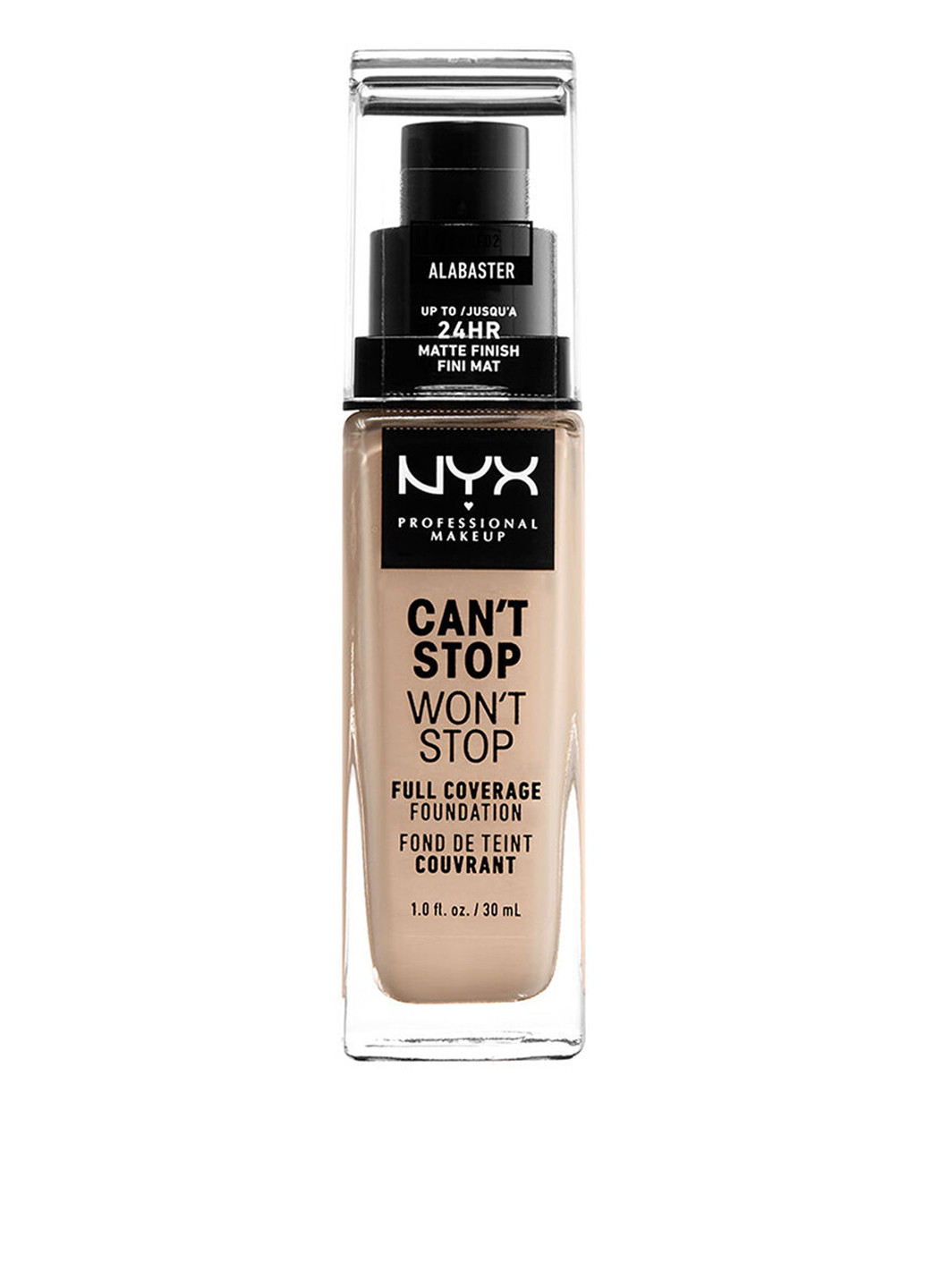 Тональная основа Can't Stop Won't Stop Full Coverage Foundation 02 Alabaster, 30 мл NYX Professional Makeup (202410426)