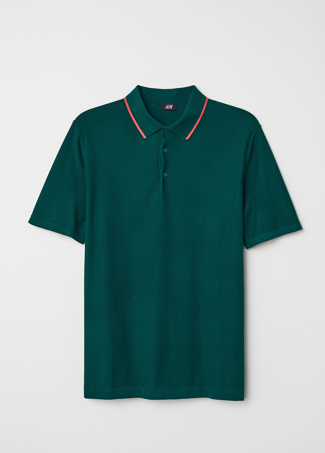 Темно-зеленая футболка-поло для мужчин H&M однотонная