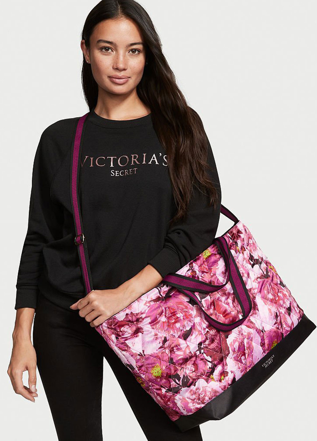 Сумка Victoria's Secret шоппер цветочная розовая кэжуал