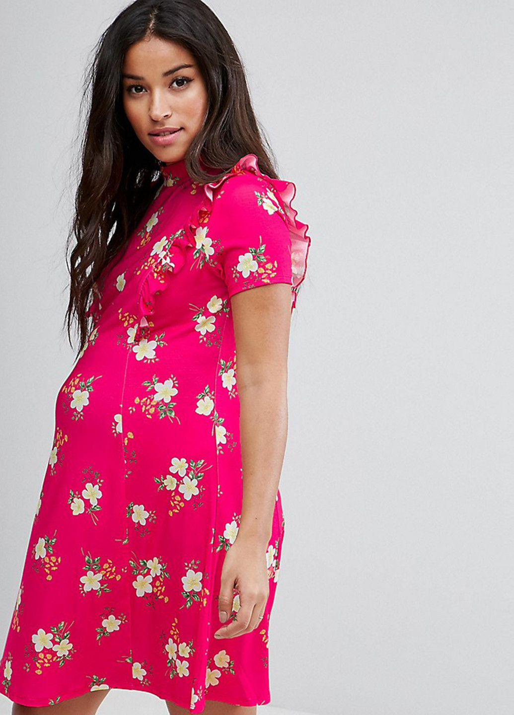 Красное кэжуал платье для беременных а-силуэт Asos с цветочным принтом