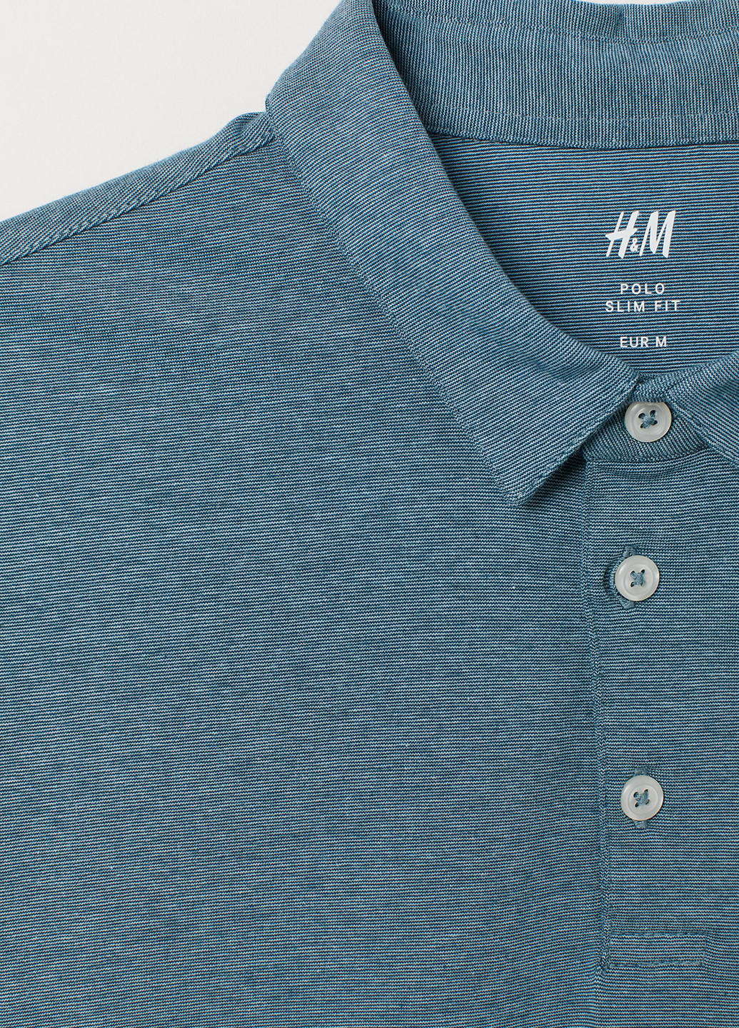 Темно-бирюзовая футболка-поло для мужчин H&M однотонная